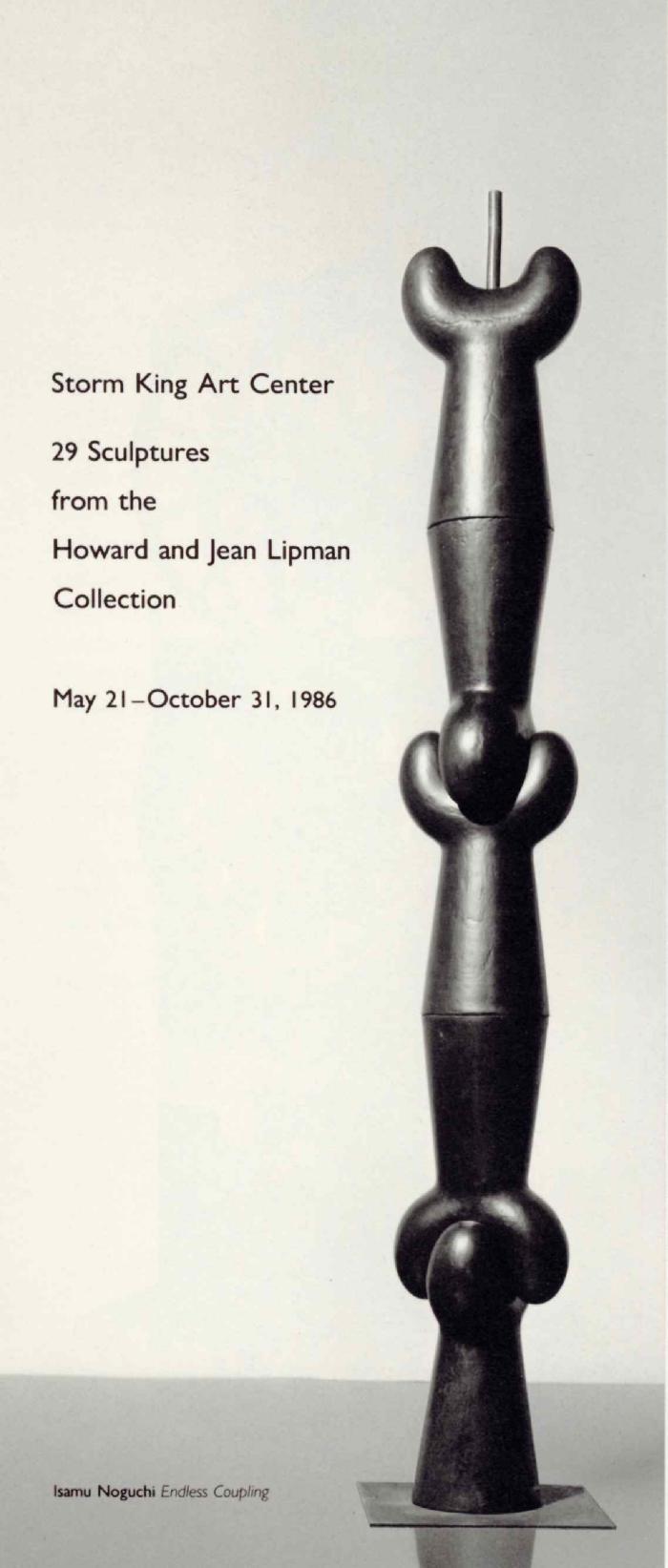 <em>29 Sculptures from the Howard and Jean Lipman Collection</em>, May 21 – October 31 1986, exhibition brochure 