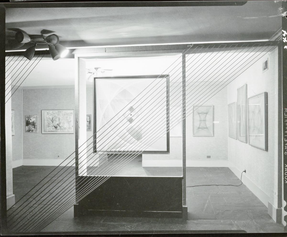 Sue Fuller, <i>String Compositions, Plastic Embedments, Watercolors, Prints and Collages by Sue Fuller</i>, June 28 – August 28, 1966 (installation view, 1966)