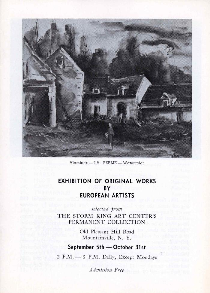 Exhibition of Original Works by European Artists, September 5-October 31, 1965, exhibition brochure