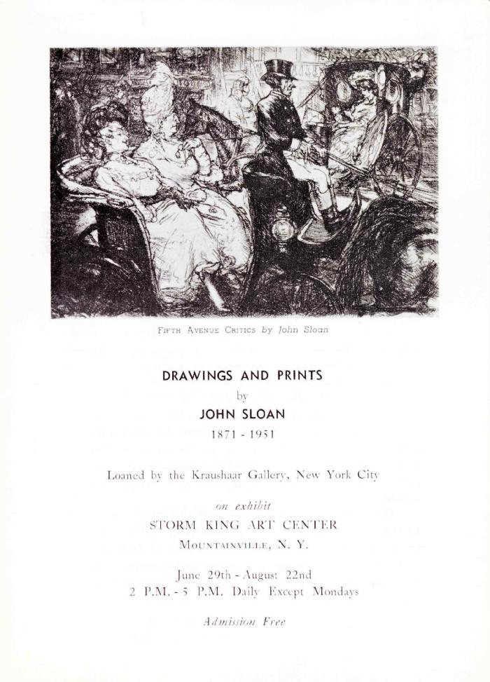 Drawings and Prints by John Sloan (1871-1951), June 29-August 22, 1963, exhibition brochure