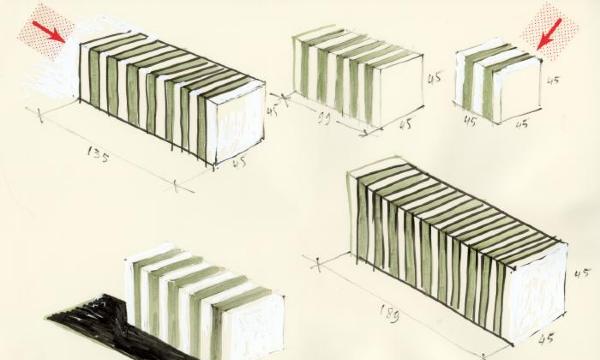 Daniel Buren, <em>Sit Down</em>, 1998 (refabricated 2010), drawing on paper, n.d.