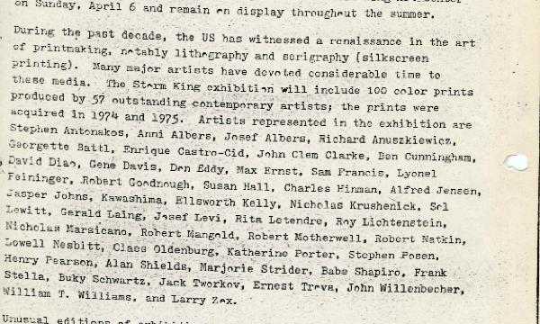 <em>Limited Editions: Dated, Numbered, and Signed</em>, press release, 1975