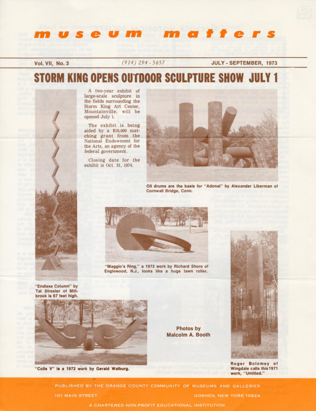 <em>Museum Matters</em>, newsletter, Storm King Art Center, July-September 1973&nbsp;