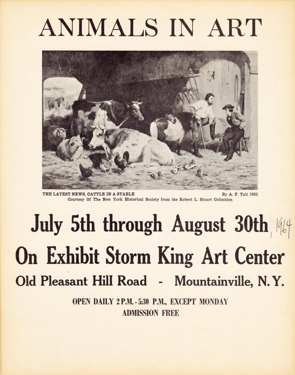 <em>Animals in Art</em>, July 5-August 30, 1964, exhibition poster
