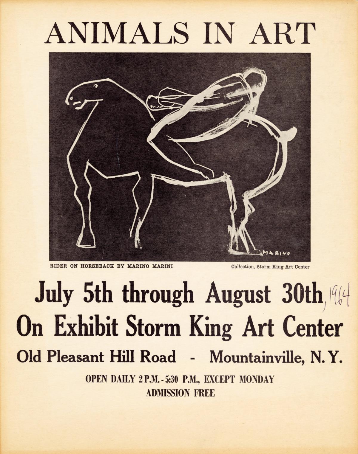 <em>Animals in Art</em>, July 5-August 30, 1964, exhibition poster