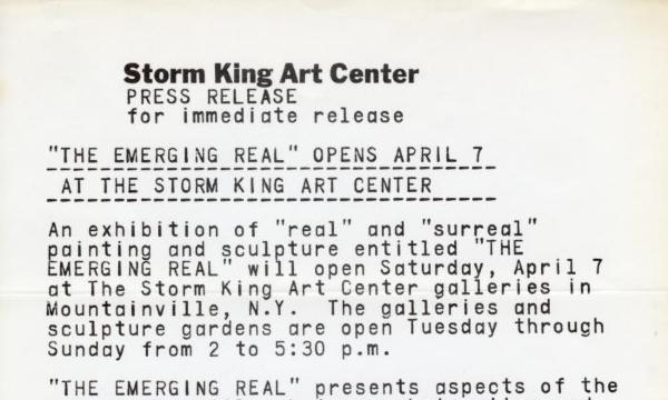<em>The Emerging Real, </em>April 7 – October 28, 1973, Press Release 