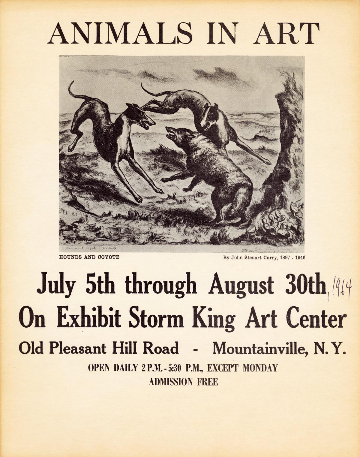 <em>Animals in Art</em>, July 5-August 30, 1964, exhibition poster
