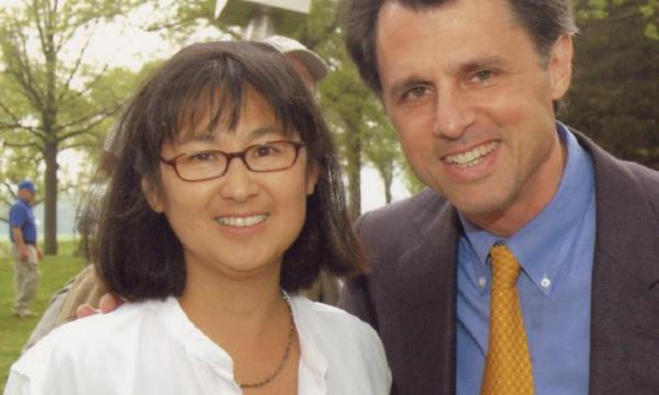 Maya Lin and John Stern at the Maya Lin exhibit opening reception, 2009.