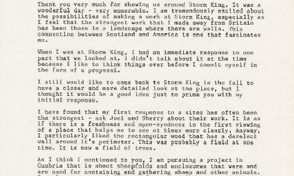 Andy Goldsworthy Letter to David Collens, July 3, 1995