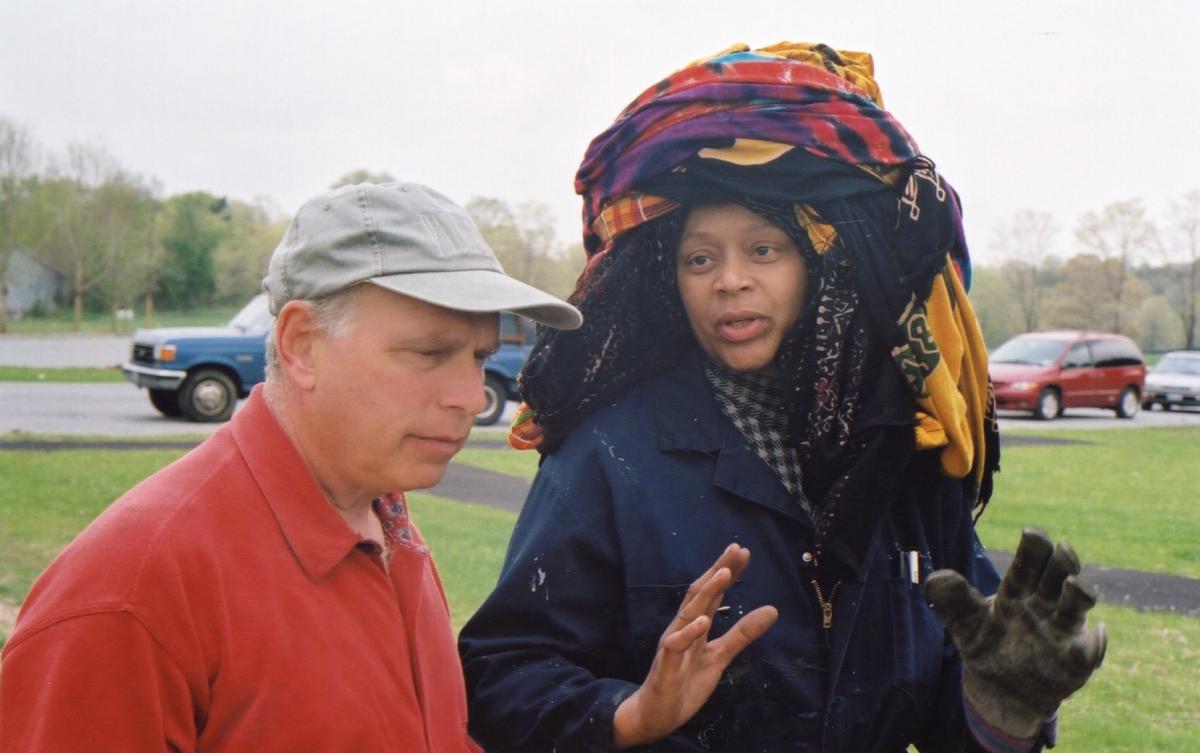 <i>Chakaia Booker </i>at Storm King Art Center, May 12 - November 14, 2004, with Director David Collens (exhibition installation)
