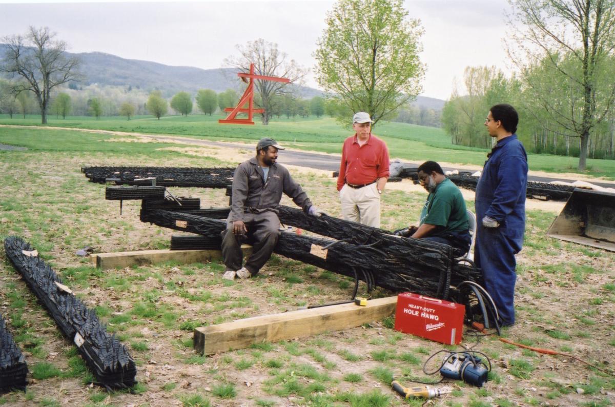 <i><i><i>Chakaia Booker </i></i></i>at Storm King Art Center, May 12 - November 14, 2004, with team (exhibition installation)