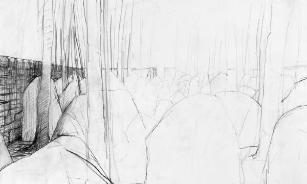 Andy Goldsworthy Rock Wall Drawing, 1995 (installation view, 2000)