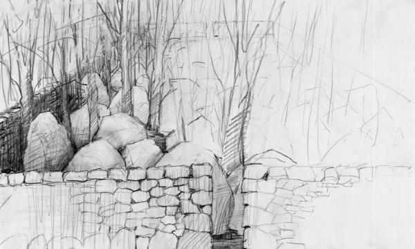 Andy Goldsworthy, Rock Wall Drawing, 1995 (installation view, 2000)