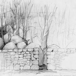 Andy Goldsworthy, Rock Wall Drawing, 1995 (installation view, 2000)