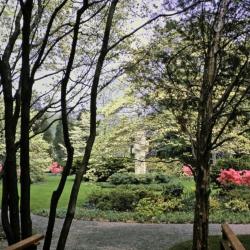 Museum Hill Garden, Storm King Art Center, August 1962<br />
Josef Pillhofer,&nbsp;<em>Man in the Quarry (Mann in Steinbruch),&nbsp;</em>1960<br />
(installation view, 1962)