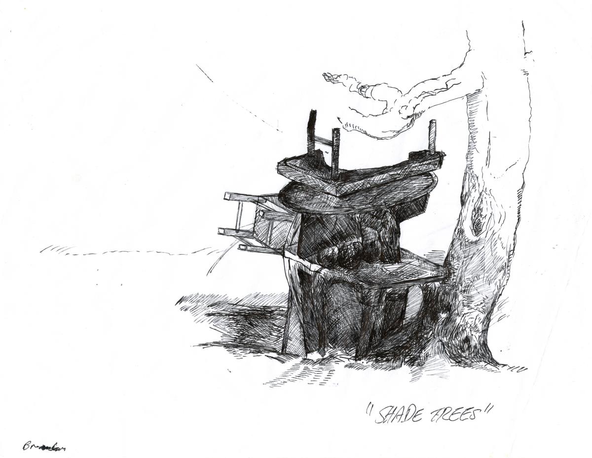 Brandon Ndife, preparatory sketch for&nbsp;<i>Shade Trees,&nbsp;</i>2021&nbsp;