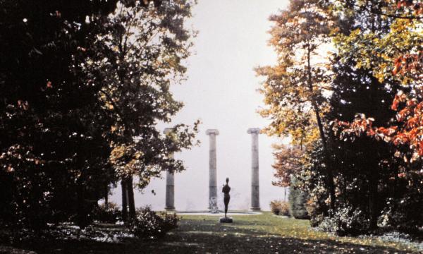 Emilio Greco,<i> Tall Bather No. 1</i>, 1956; Ionic columns, Storm King Art Center