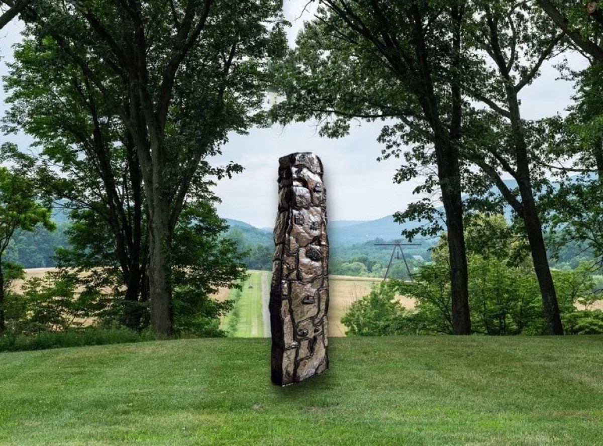 Beatriz Cortez, Artist rendering of <em>Ilopango, Stela Z, after Quirigu&aacute; (Contrary Warrior)</em>, 2023 at Storm King Art Center. Courtesy of the artist and Commonwealth and Council.