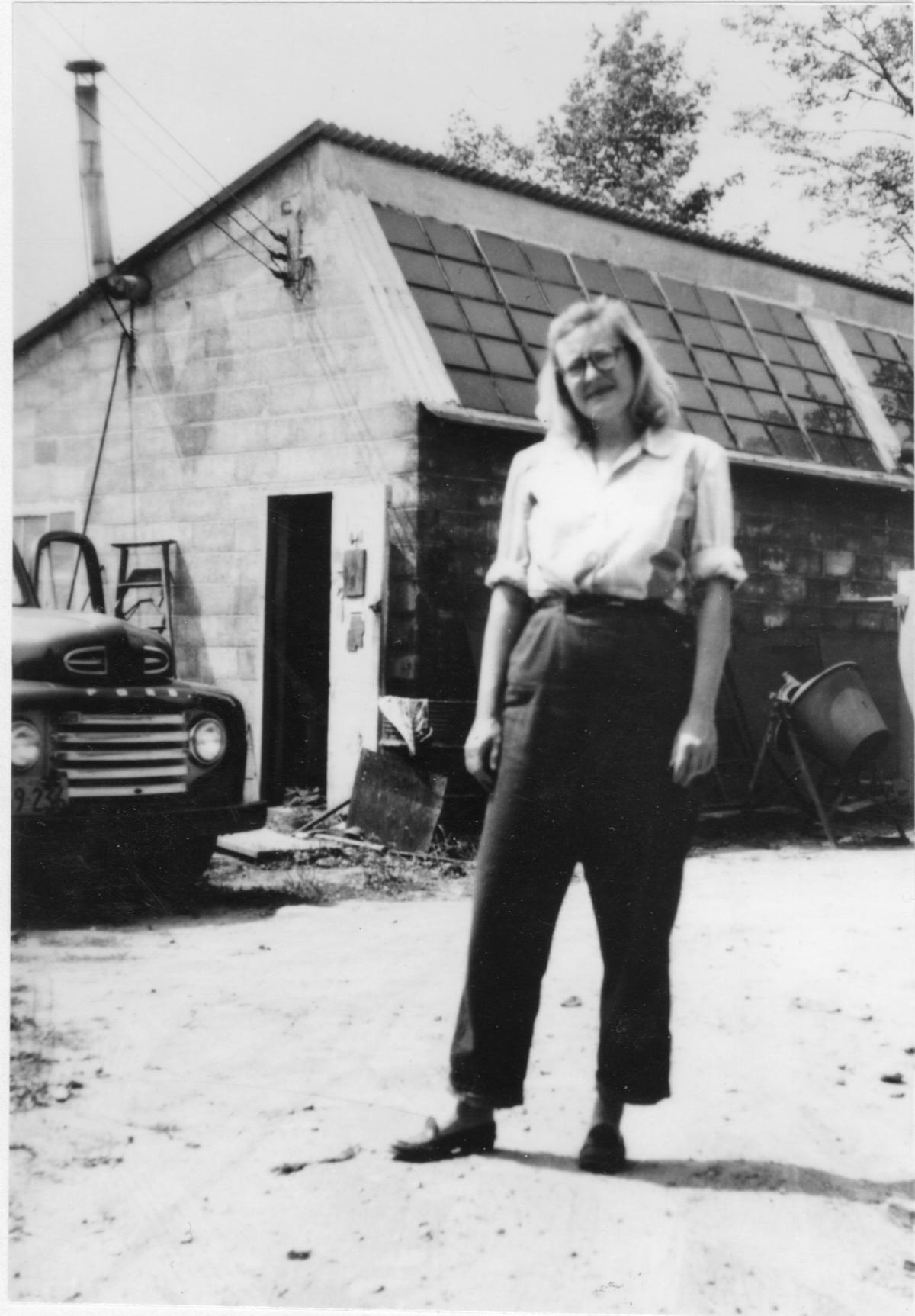 <em>D.D. in front of Smith’s studio, B.L. (Bolton Landing)</em>, 1943