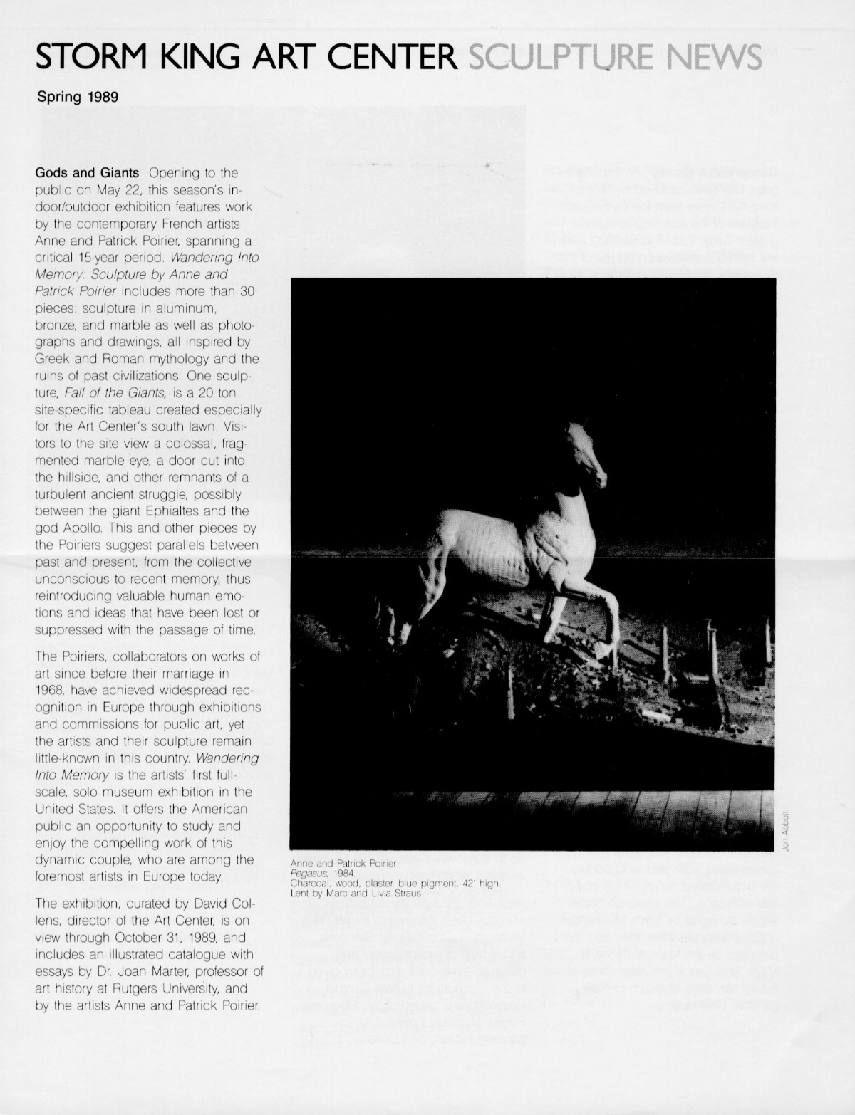 Storm King Art Center Newsletter, Spring 1989