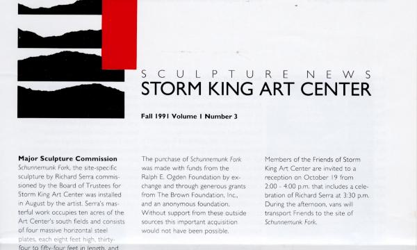 Storm King Art Center Newsletter, Fall 1991