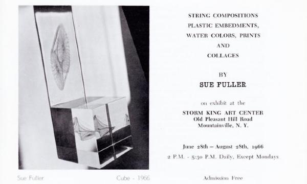String Compositions, Plastic Embedments, Watercolors, Prints and Collages by Sue Fuller, June 28-August 28, 1966, brochure cover