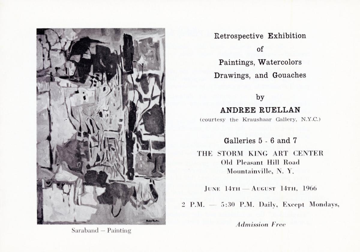 Retrospective Exhibition of Paintings, Watercolors, Drawings, and Gouaches by Andree Ruellan, June 14-August 14, 1966, brochure cover