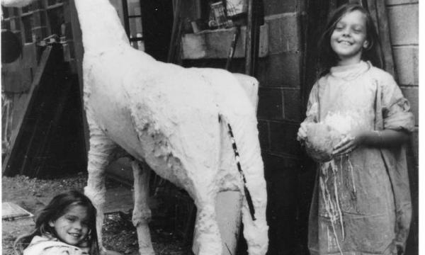 <em>Candida and Rebecca Smith working on horse</em>, undated