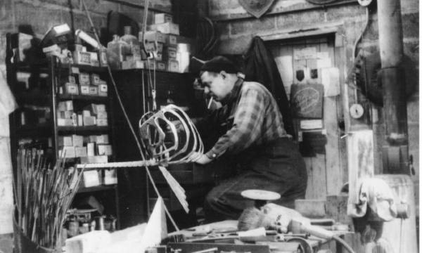 <em>David Smith’s new cinder block studio, Bolton Landing</em>, 1945