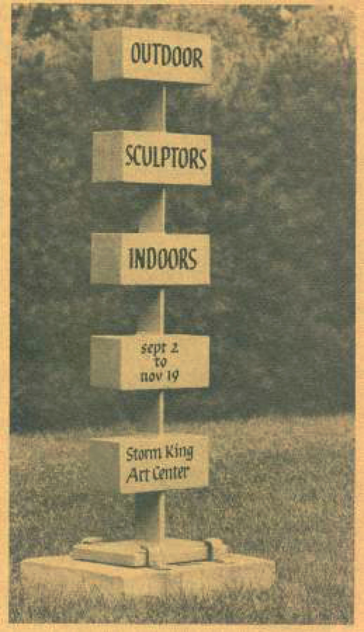 Outdoor Sculptors Indoors, September 2 – November 19, 1972, exhibition card  