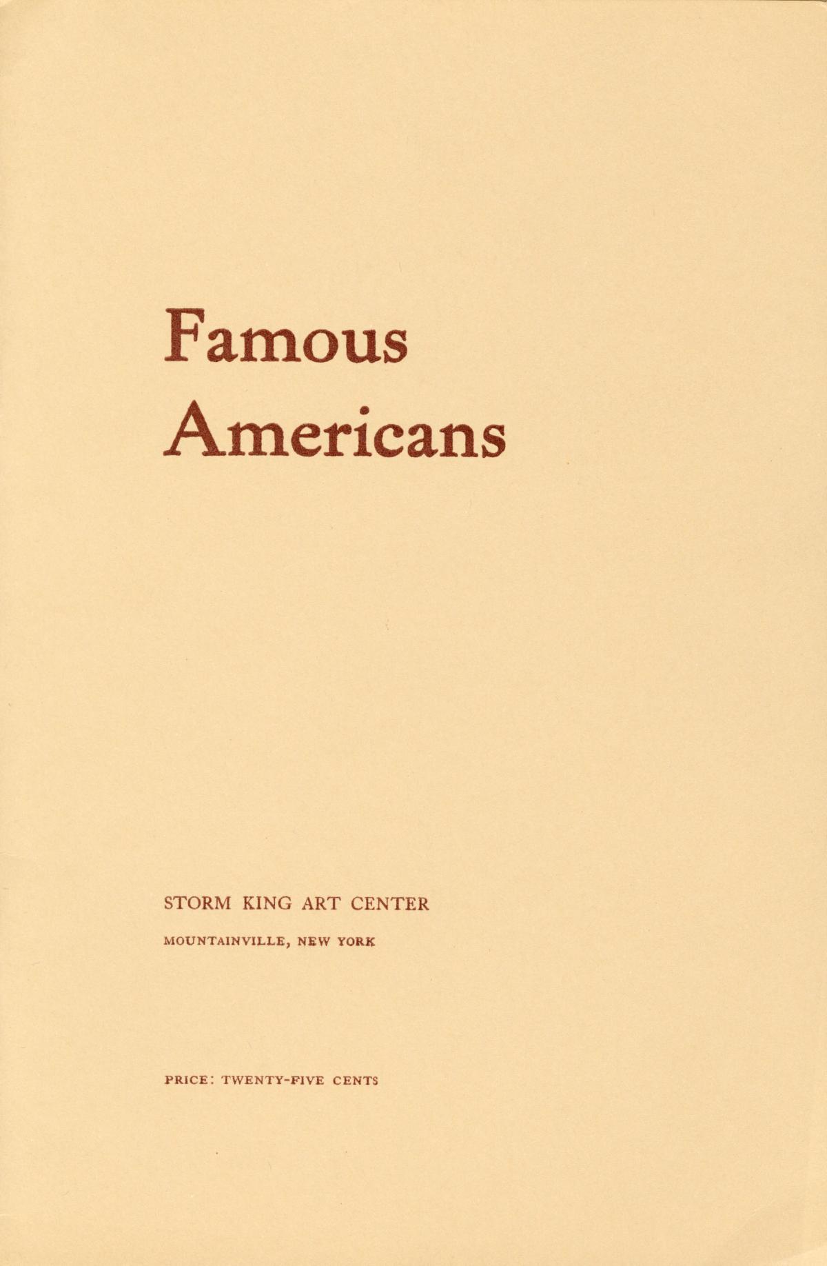 Exhibition of Paintings of Famous Americans, June 25-July 28, 1961, catalogue cover