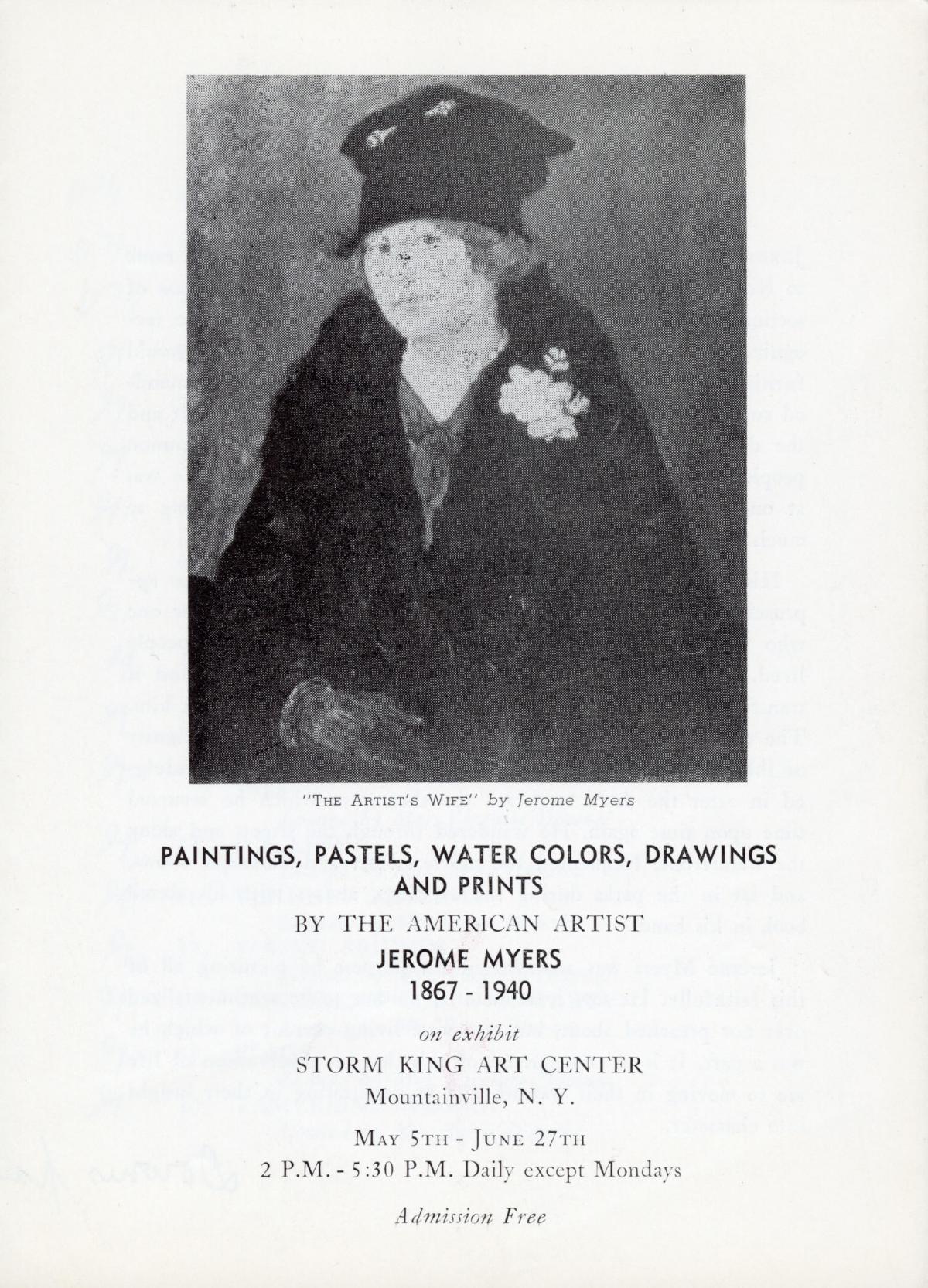 Paintings, Pastels, Watercolors, Drawings and Prints by the American Artist Jerome Myers (1867-1940), May 5-June 27, 1963, catalogue cover
