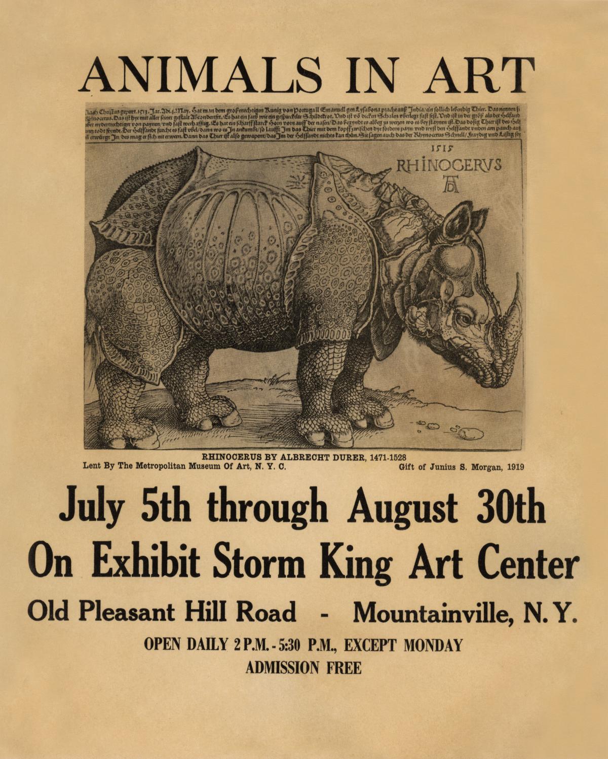 <em>Animals in Art</em>, July 5-August 30, 1964, exhibition poster